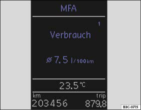 Abb. 16 Display des Kombi-Instruments: Multifunktionsanzeige (MFA).