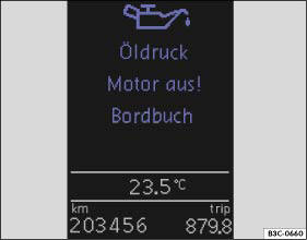 Abb. 13 Prinzipdarstellung: Symbol und Warntext im Display des