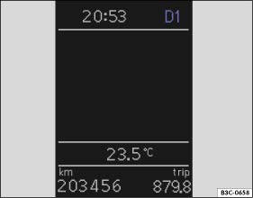 Abb. 16 Display des Kombi-Instruments: Wählhebelanzeige mit eingelegter