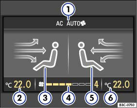 Abb. 113 Farbdisplay: Informationen der Climatronic.