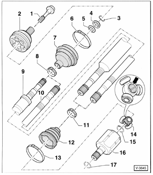 Gelenkwelle/gelenkschutzhüllen/ tripodegelenk innen