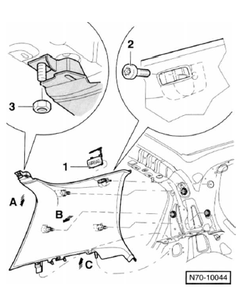 Obere verkleidung c-säule aus - und einbauen (golf)